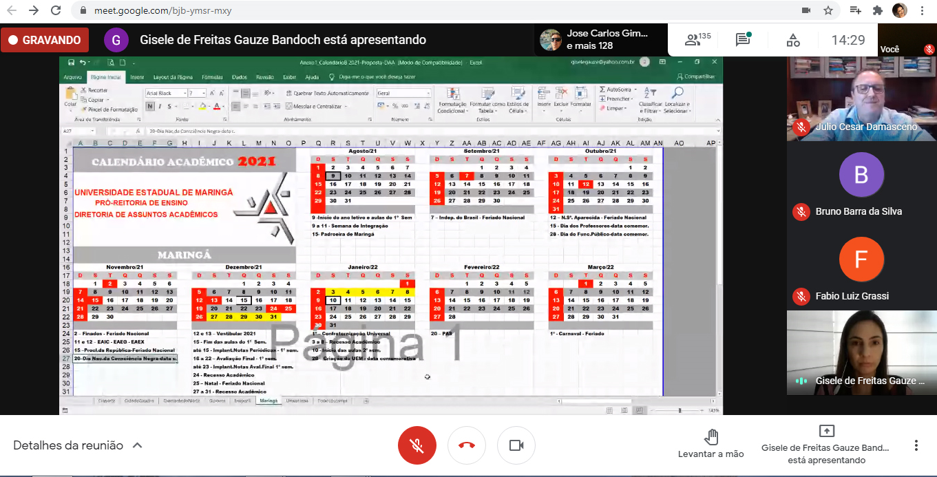 reuniao cep calendario academico